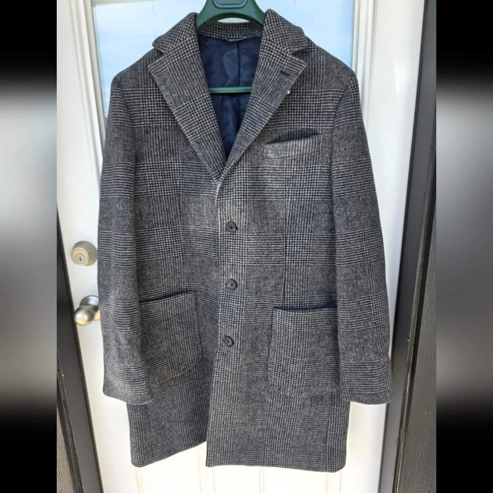 $495 B by Brooks Brothers Men's Plaid Wool Double-Face Overcoat Jacket Size 40R - Picture 2 of 13